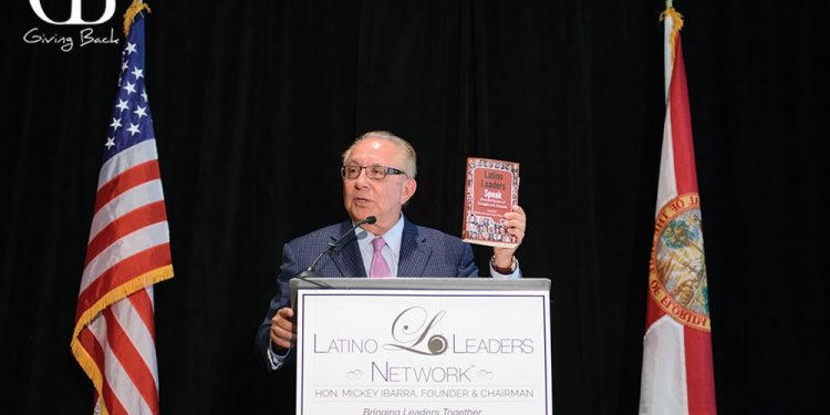 Chairman Mickey Ibarra with His Book Latino Leaders Speak