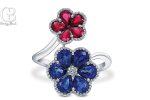 Sapphire and Ruby Floral Bypass Ring cover