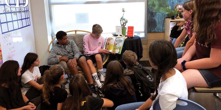 Students at high tech middle school in san marcos reading in 2019