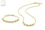18k yellow gold diamond rectangular bracelet and necklace