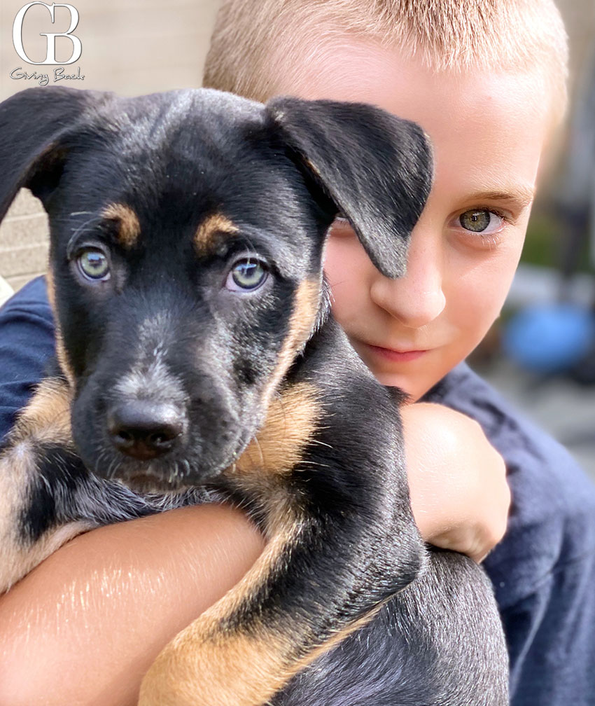 Cici Drummond son with his pet