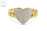 18k yellow gold 035ctw diamond heart ring link band