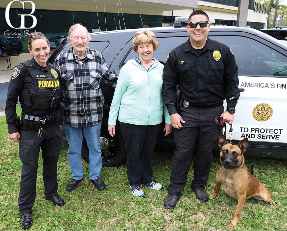 Canine Officer Cassie Kinn Richard and Marcia Leake Mitch Tani with Hondo