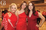 three women in red dress at American Heart Association of San Diego hosted a Go Red for Women luncheon event