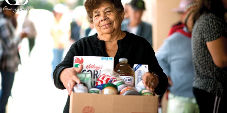 Seniors enrolled in the senior food program receive 40 pound boxes of shelf stable food every month