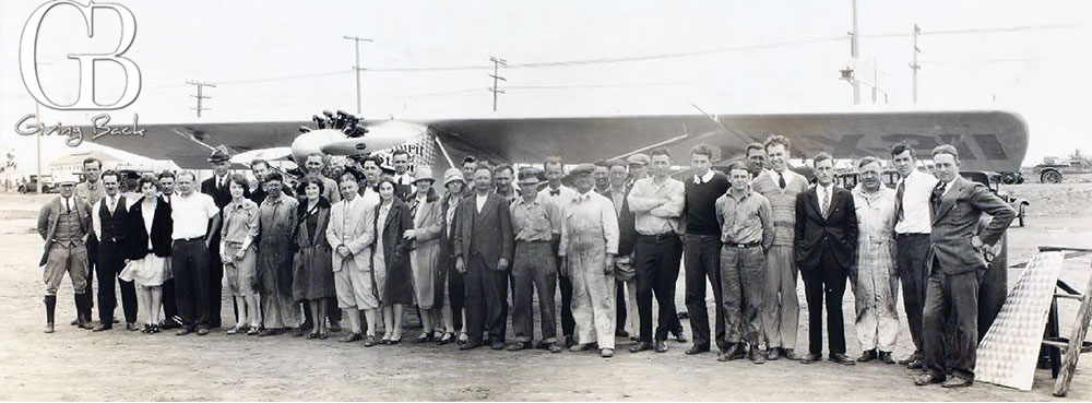 the Men and Women from San Diego's Ryan Airlines who built the original Spirit of St. Louis and stand with it.