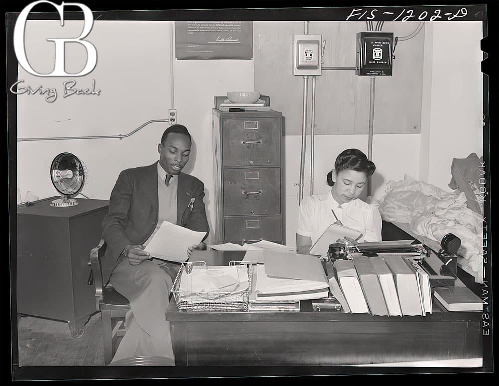 Skippy Smith in the office at Pacific Parachute in April of 1942