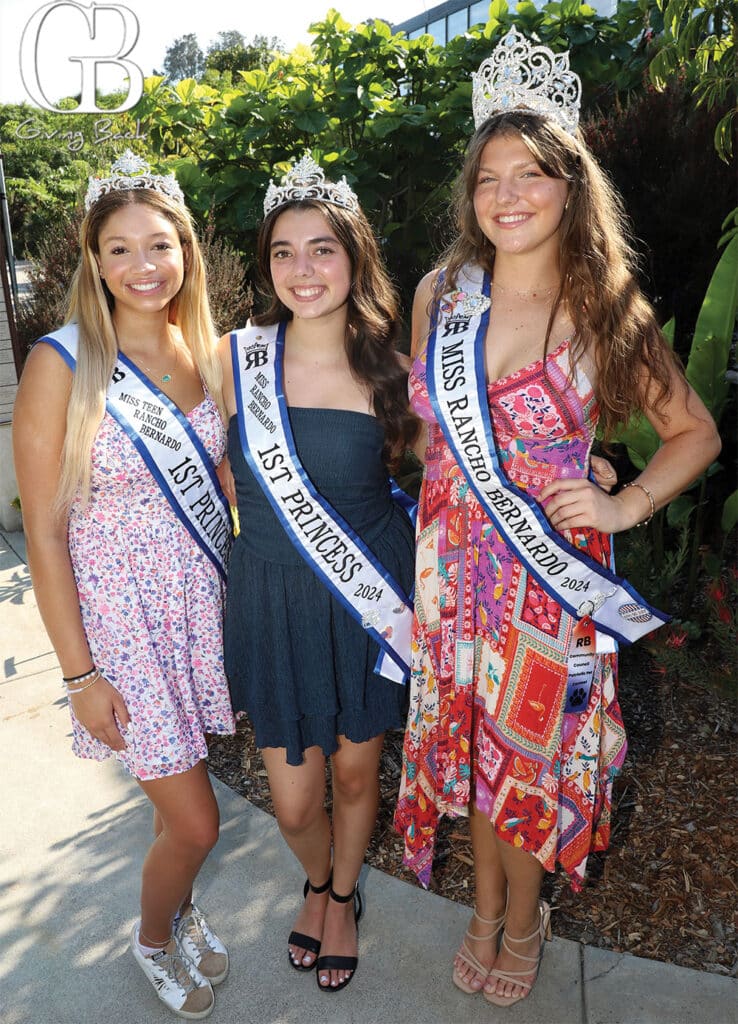 Miss Rancho Bernardo Teen First Princess Laila Riley Miss Rancho Bernardo First Princess Ysabel Diprofio and Miss Rancho Bernardo Kennedy Stowe