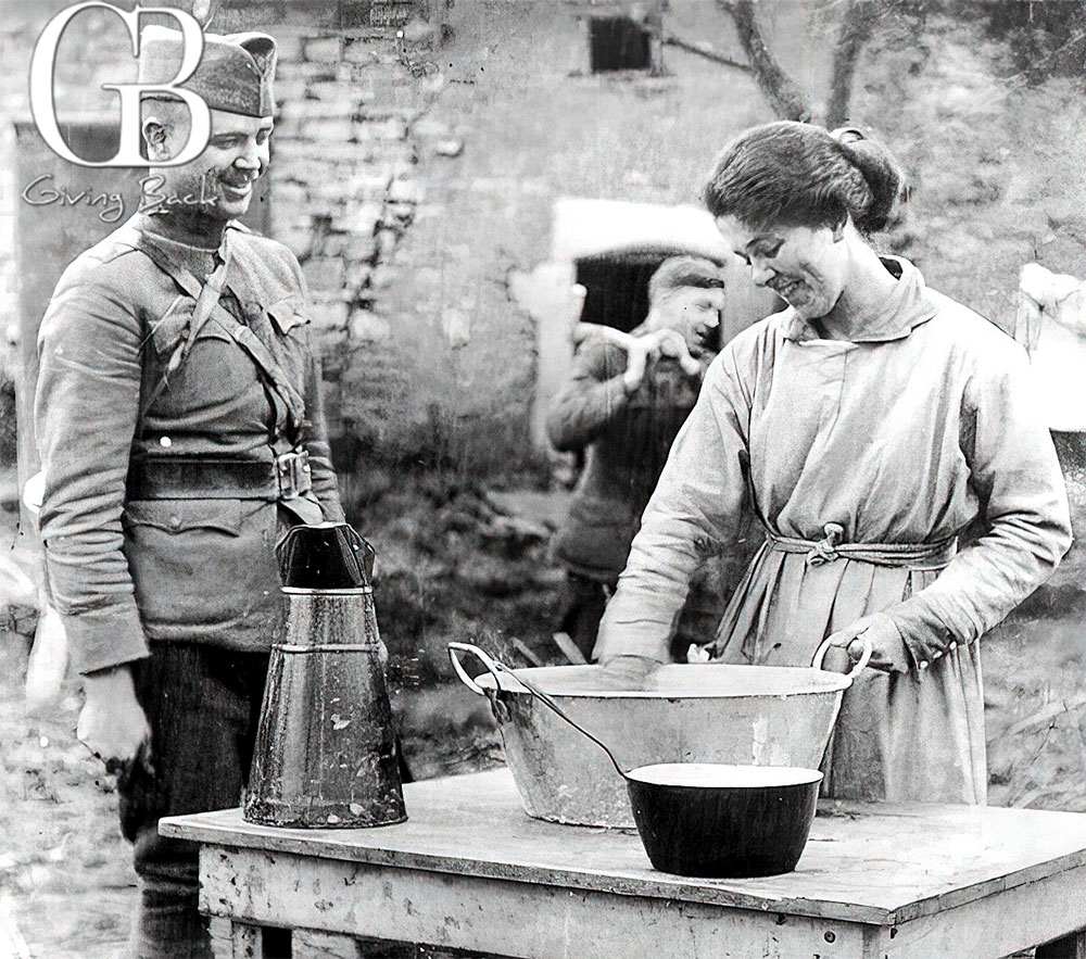 Serving meals to a soldier for a taste of home