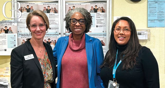 Stephanie with ECS CEO Elizabeth Fitzsimons (left) and San Diego County District 4 Supervisor Monica Montgomery Steppe (center) at the CERRC Open House.