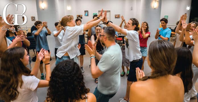 Teen participants of Federations Global Ambassador Program participating in a bridge-building activity during a trip to Budapest Hungary