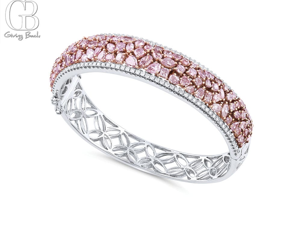 18K White Gold 947ctw Pink and White Diamond Bangle Bracele - GB Magazine 18K White Gold 947ctw Pink and White Diamond Bangle Bracele