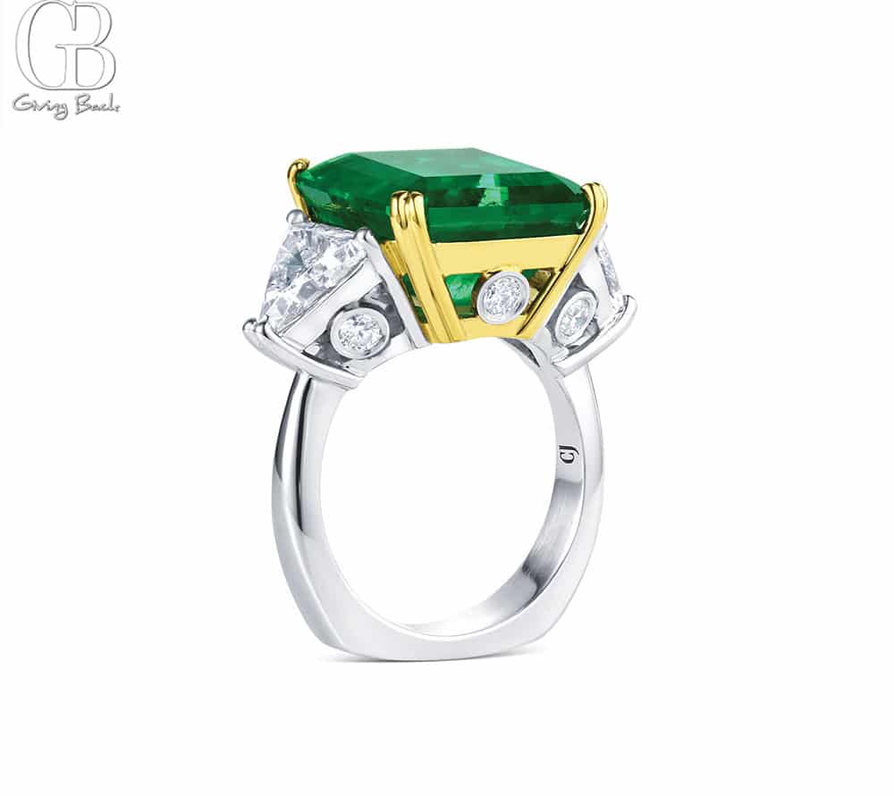 Platinum 18k Yellow Gold 1097ct Colombian Emerald Diamonds Ring - GB Magazine Platinum 18k Yellow Gold 1097ct Colombian Emerald Diamonds Ring