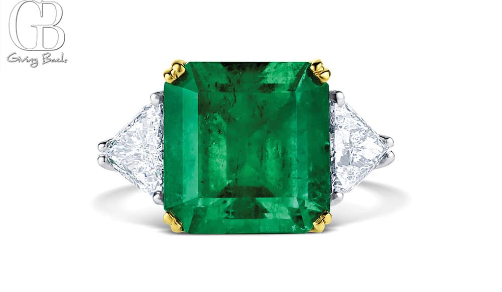 Platinum 18k Yellow Gold 1097ct Colombian Emerald Diamonds Ring - GB Magazine Platinum 18k Yellow Gold 1097ct Colombian Emerald Diamonds Ring