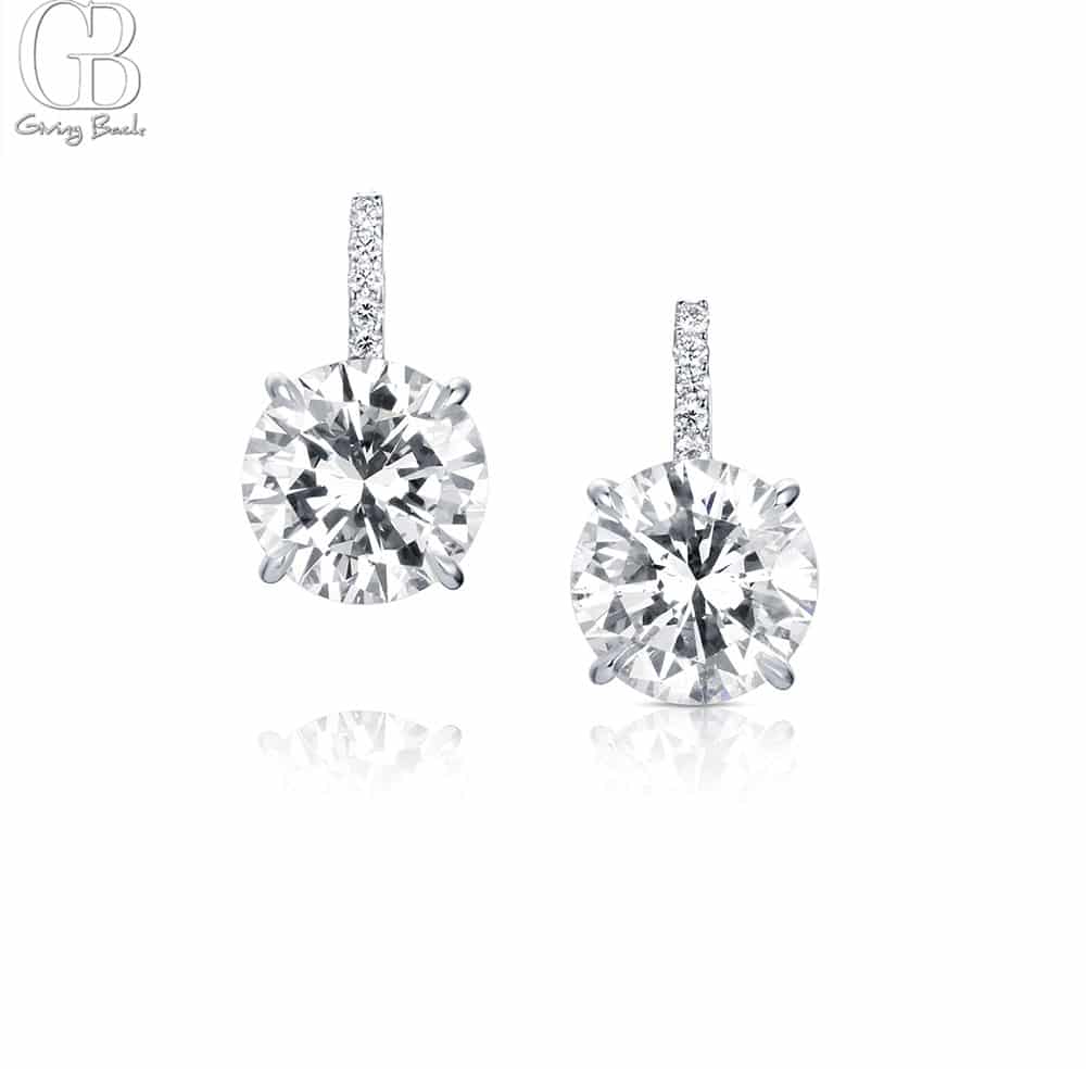 Platinum 810ctw Round Brilliant Diamond Drop Earrings - GB Magazine Platinum 810ctw Round Brilliant Diamond Drop Earrings