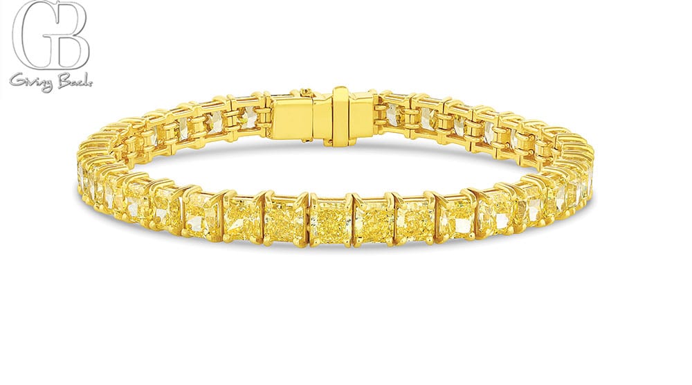 Rivière 18K Yellow Gold 1907ctw Fancy Vivid Yellow Diamond - GB Magazine Rivière 18K Yellow Gold 1907ctw Fancy Vivid Yellow Diamond