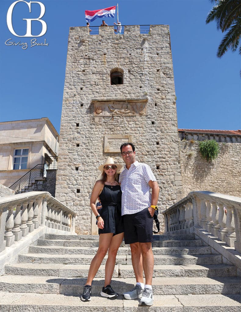 Danitza and Esteban Villanueva at the Revellin Tower in Korcula