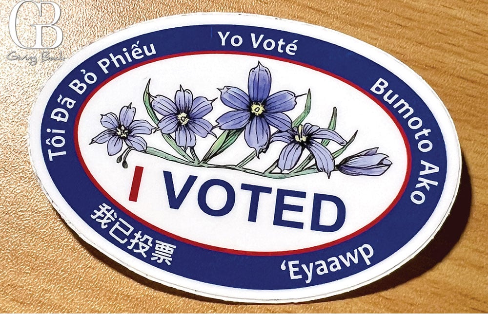 Floral-Face-Off-Participants-Received-a-Special-I-Voted-Sticker - GB Magazine Floral Face Off Participants Received a Special I Voted Sticker