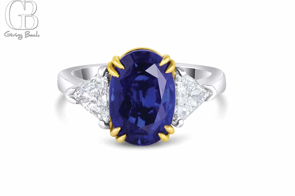 Rivière Platinum 595ct Ceylon Sapphire Trillion Cut Diamond Ring AGL Certified