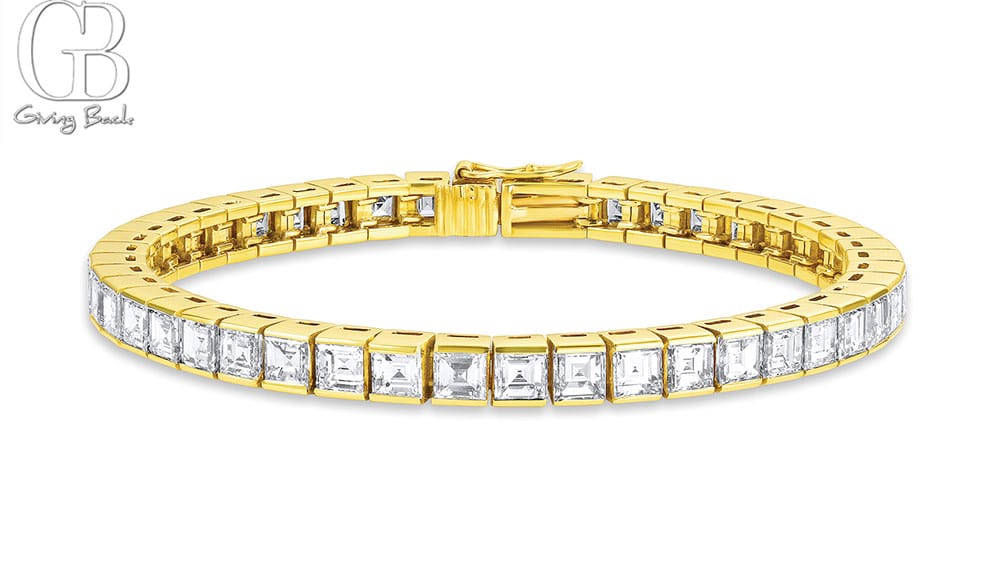 Yellow Gold Emerald Cut Diamond Line Bracelet
