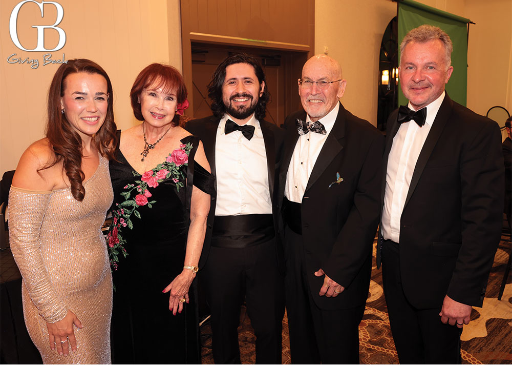 Abigail Allwein Clarice Perkins Felipe Prado Bill Perkins and Bruce Stasyna'Giving Back' logo in the top left corner.