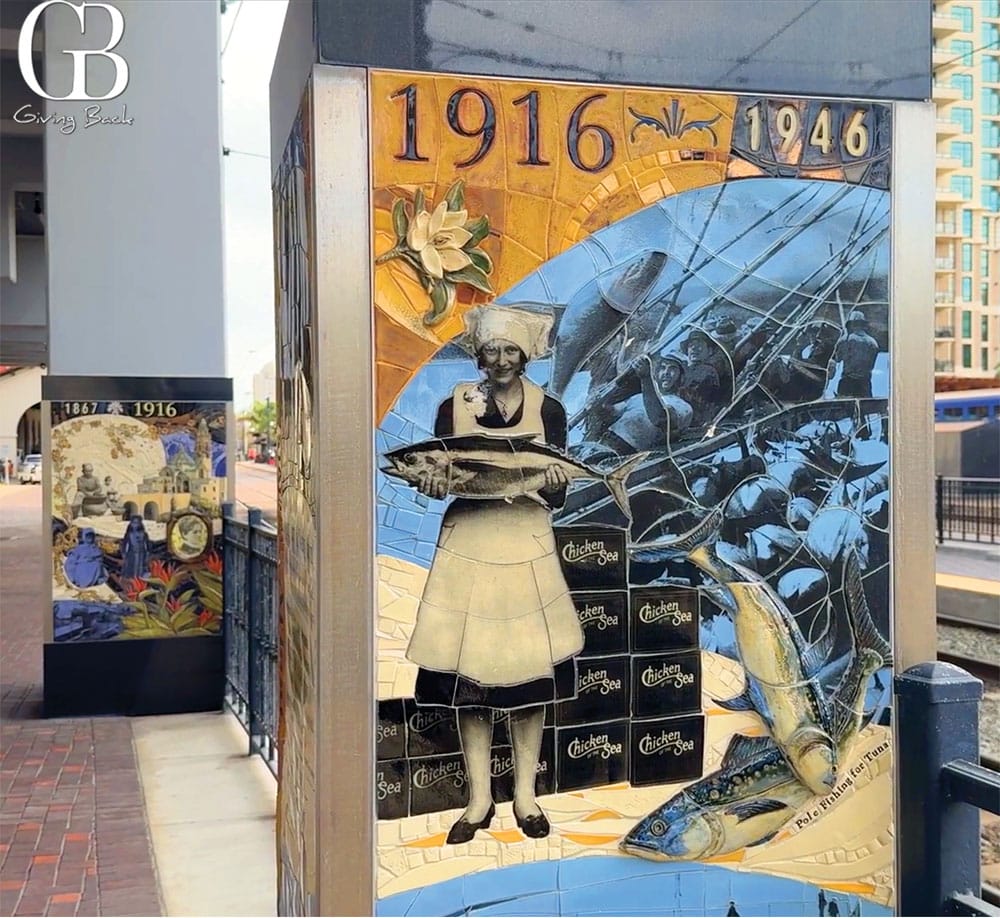Each-column-along-the-trolley-tracks-is-devoted-to-one-period-in-San-Diego-history - GB Magazine Each column along the trolley tracks is devoted to one period in San Diego history