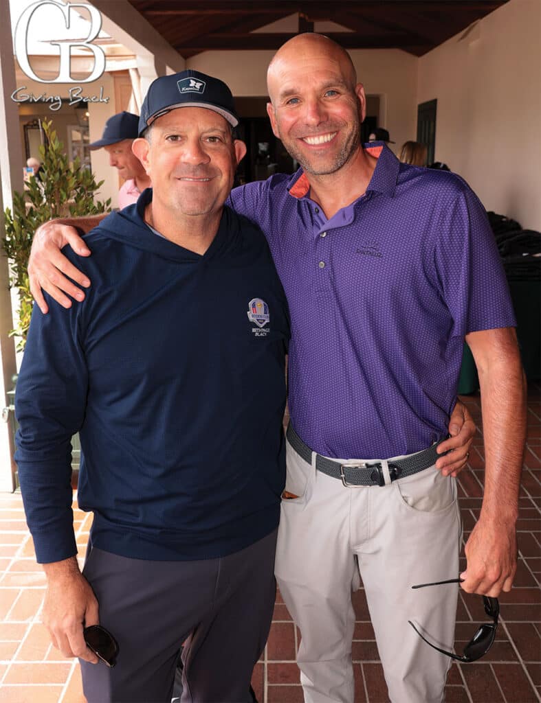 Matt Schwartz and Nate White'Giving Back' logo in the background.